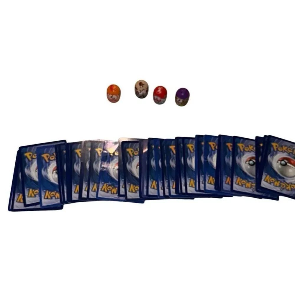 36 Pokemon Cards Random Multicolor No Duplicates Standard Size w/ wobbly toys